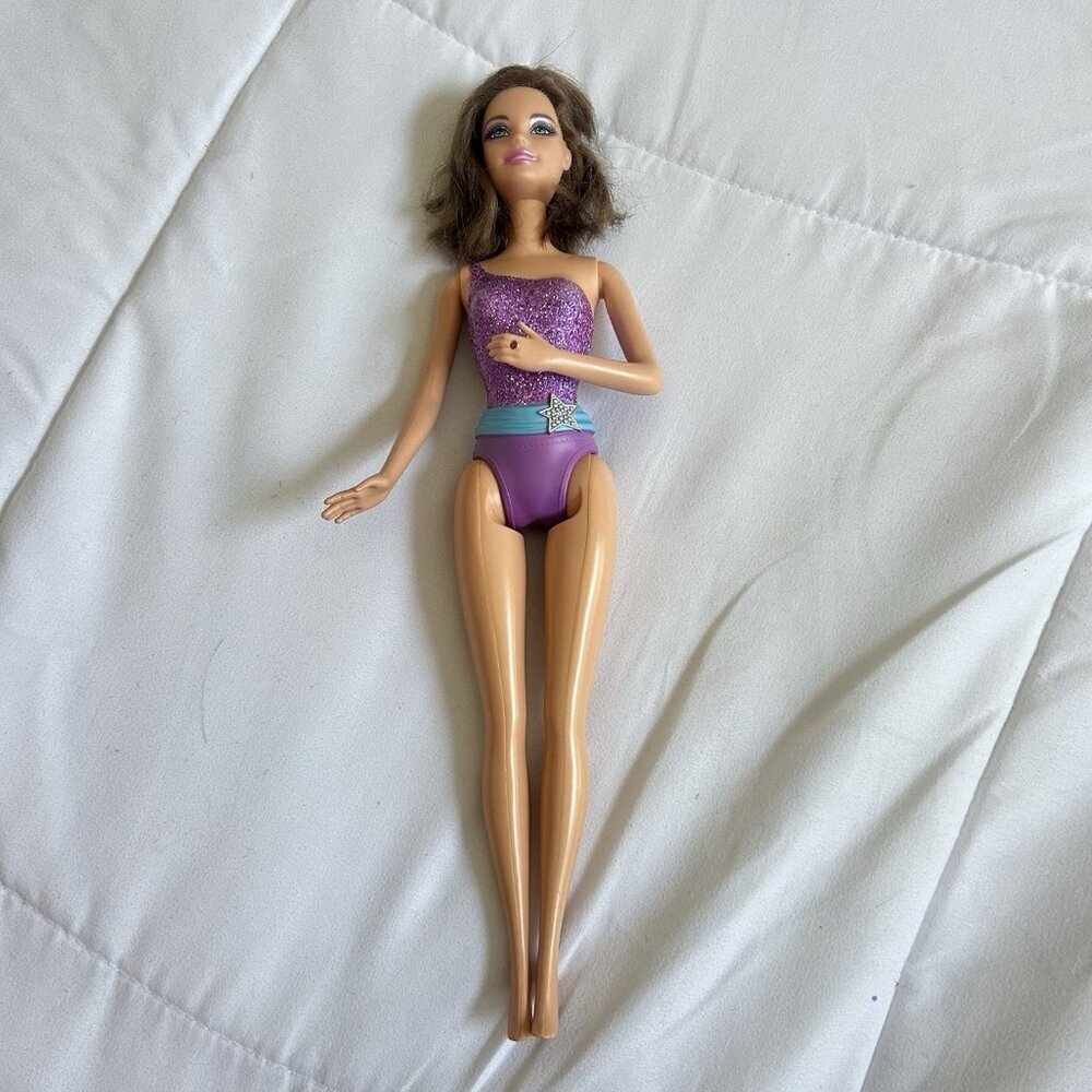 2012 Mattel Barbie Princess and Popstar Keira Brunette Doll‎ Missing Mic Purple